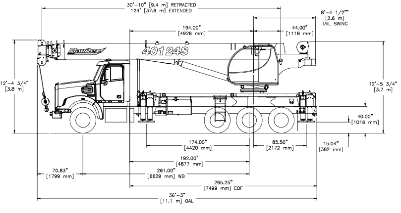 40 Ton Manitex Swing Cab Drawing